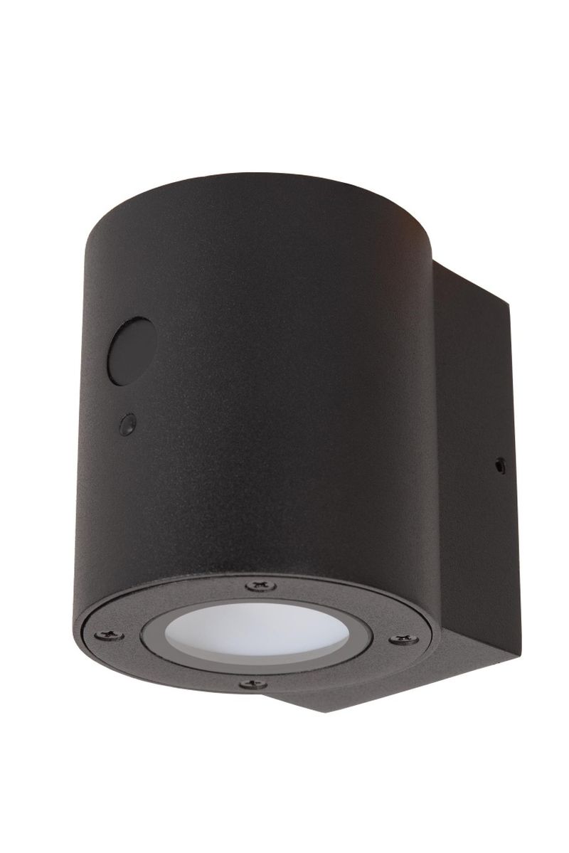 Lucide PERTH - Nástenné svietidlo Indoor/Outdoor - LED Dim. - 1x1W 2850K/3150K - IP65 - Senzor deň/noc - Čierny